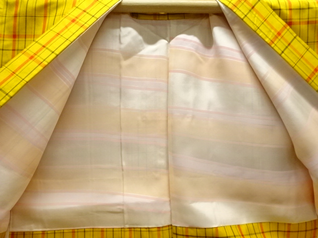  格子織出し米沢紬着物アンサンブル